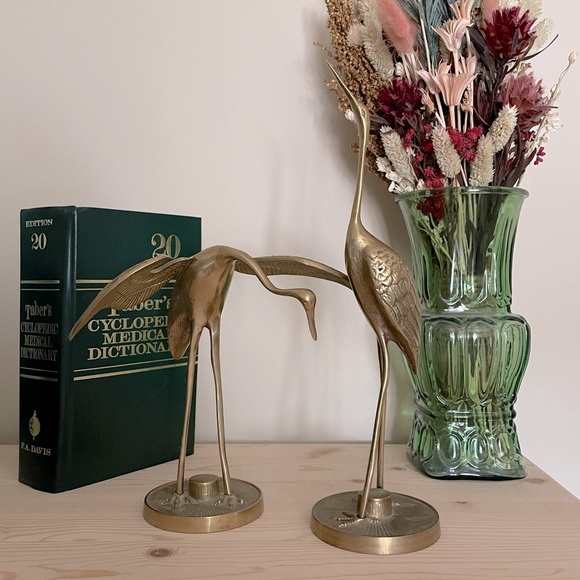 Pair of Vintage Brass Cranes - Picture 1 of 2